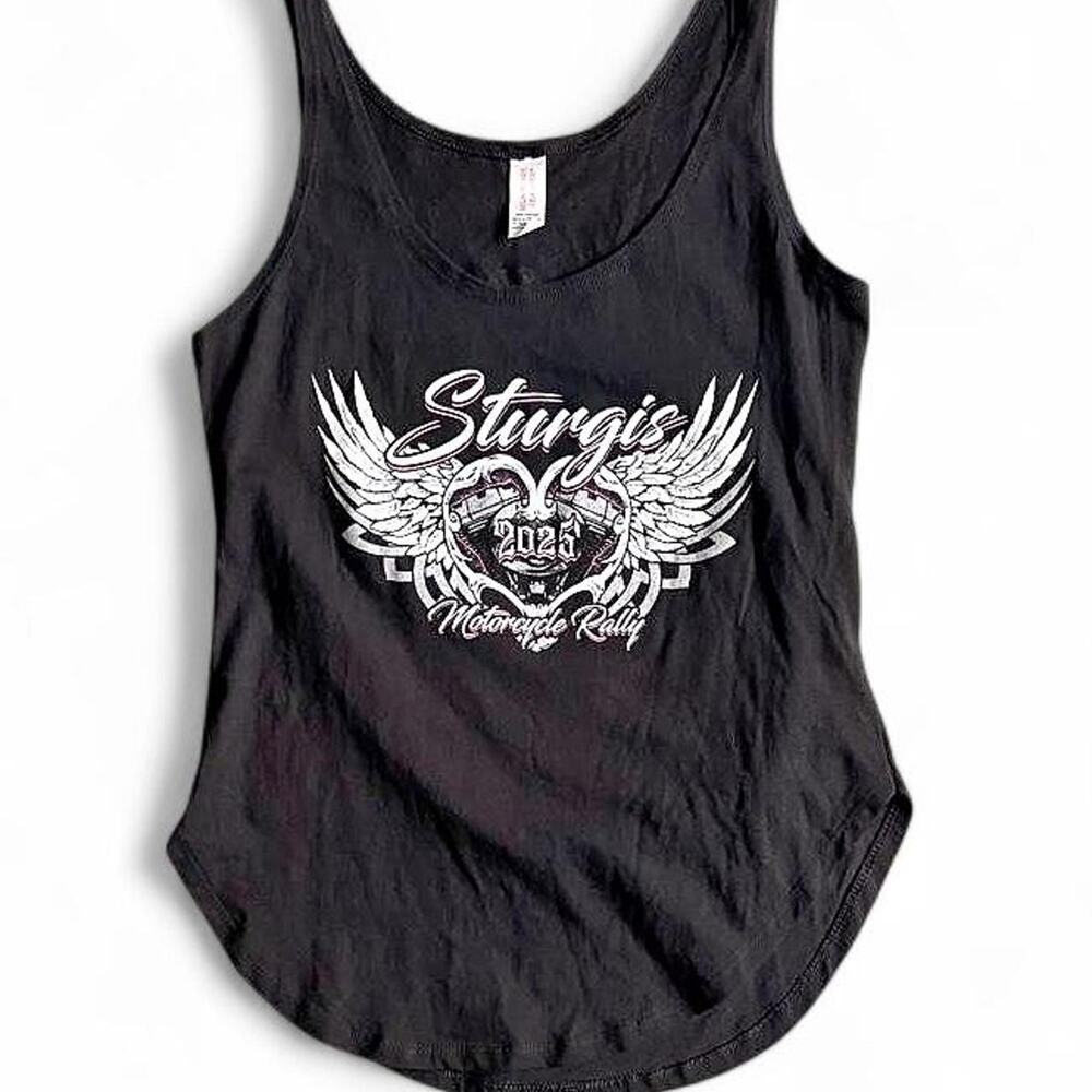 2025 Sturgis Motorcycle Rally Black Biker Tank Top M/L